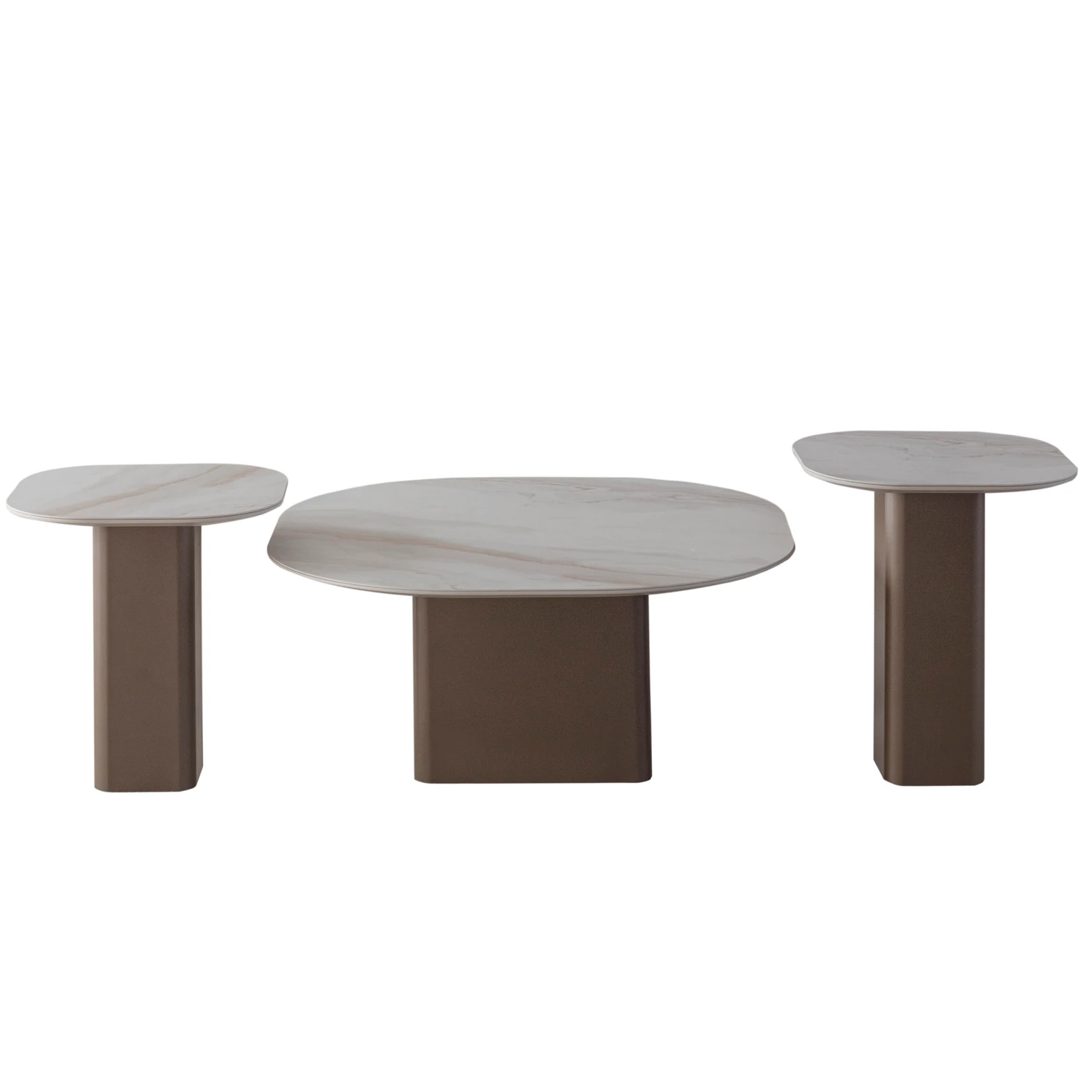 Milano Vol4 Üçlü Orta + Yan x 2 Adet Sehpa Seti - Seramik