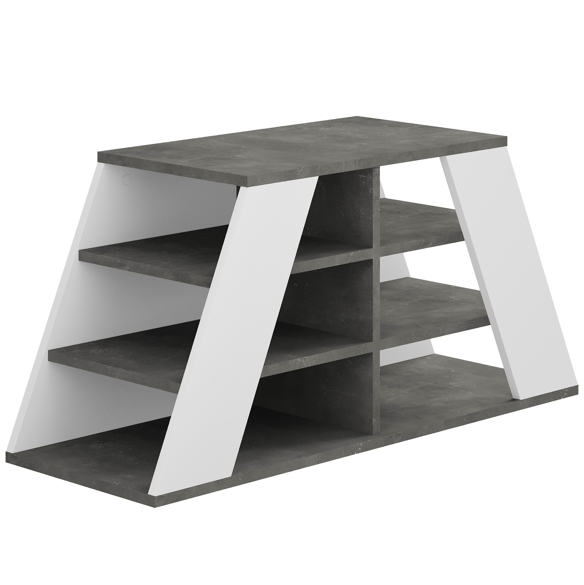 Pyramid Shoe Bench Retro Grey - White
