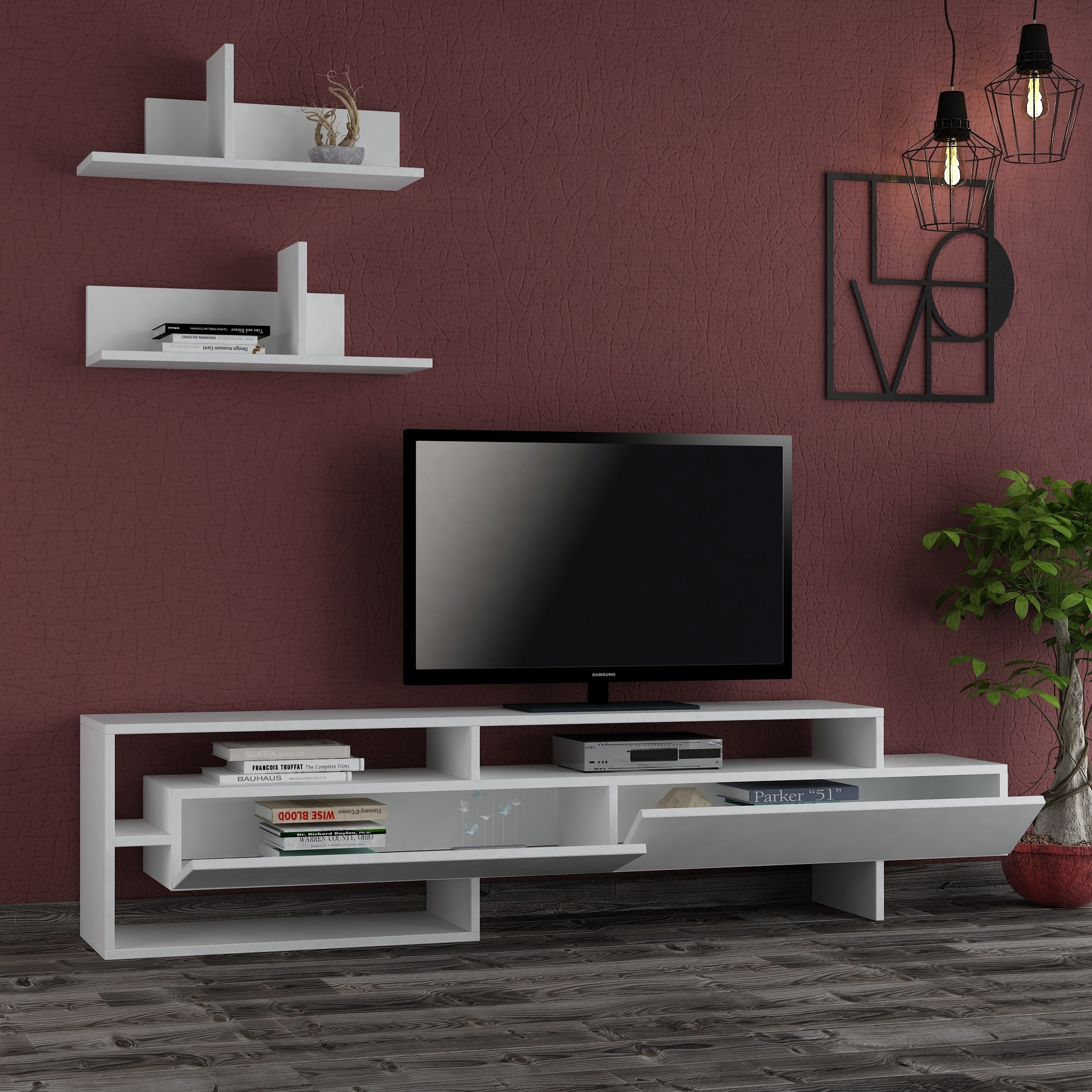 GARA TV UNIT - WHITE - WHITE - M.TV.12414.2