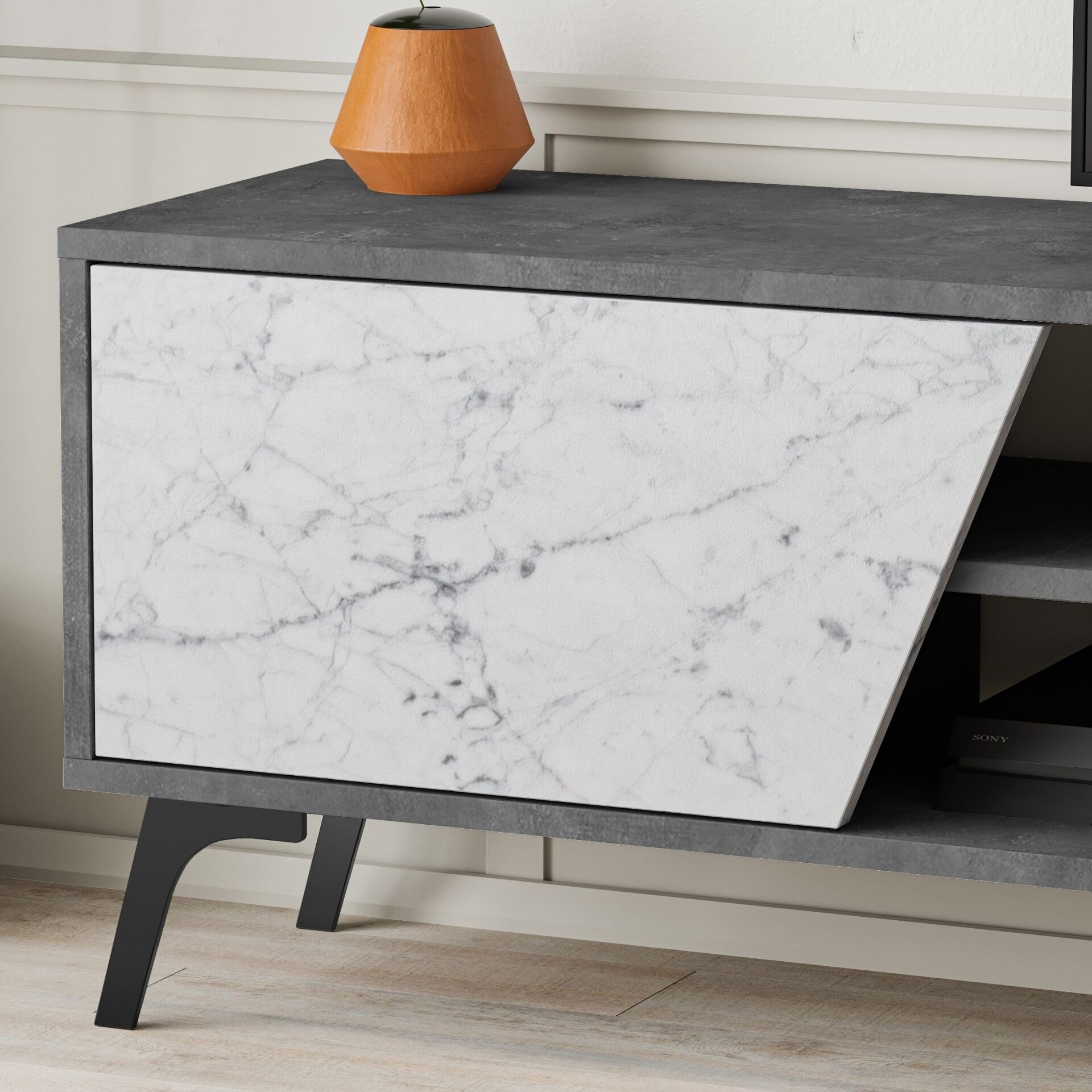 Fiona Tv Unit Retro Grey - Carrara
