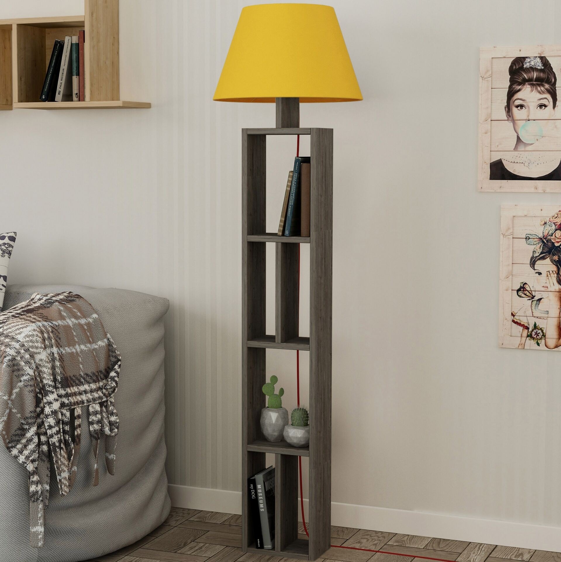 Giorno Floor Lamp Dark Coffee - Yellow