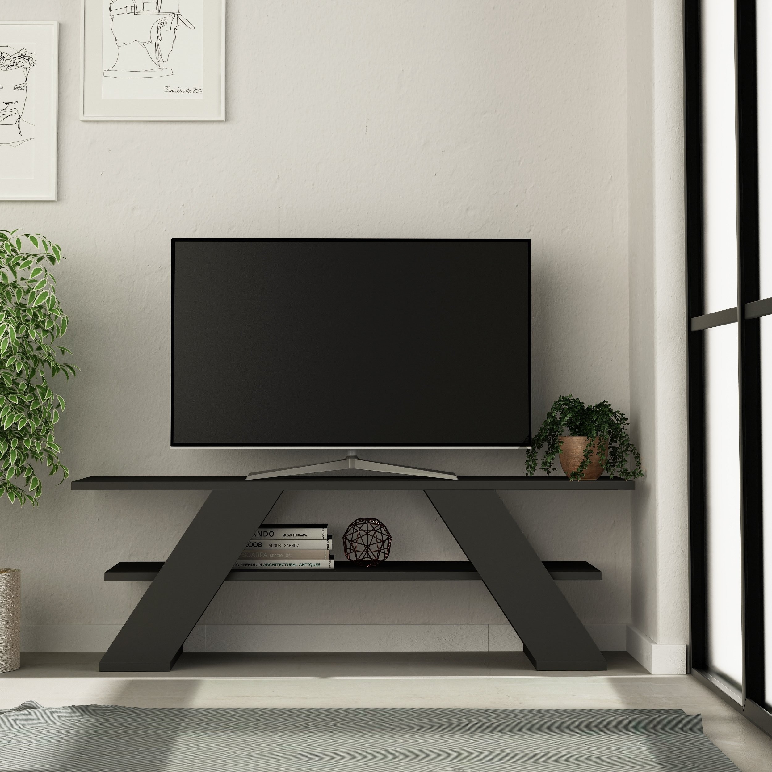 FARFALLA TV STAND - ANTHRACITE - M.TV.14130.3