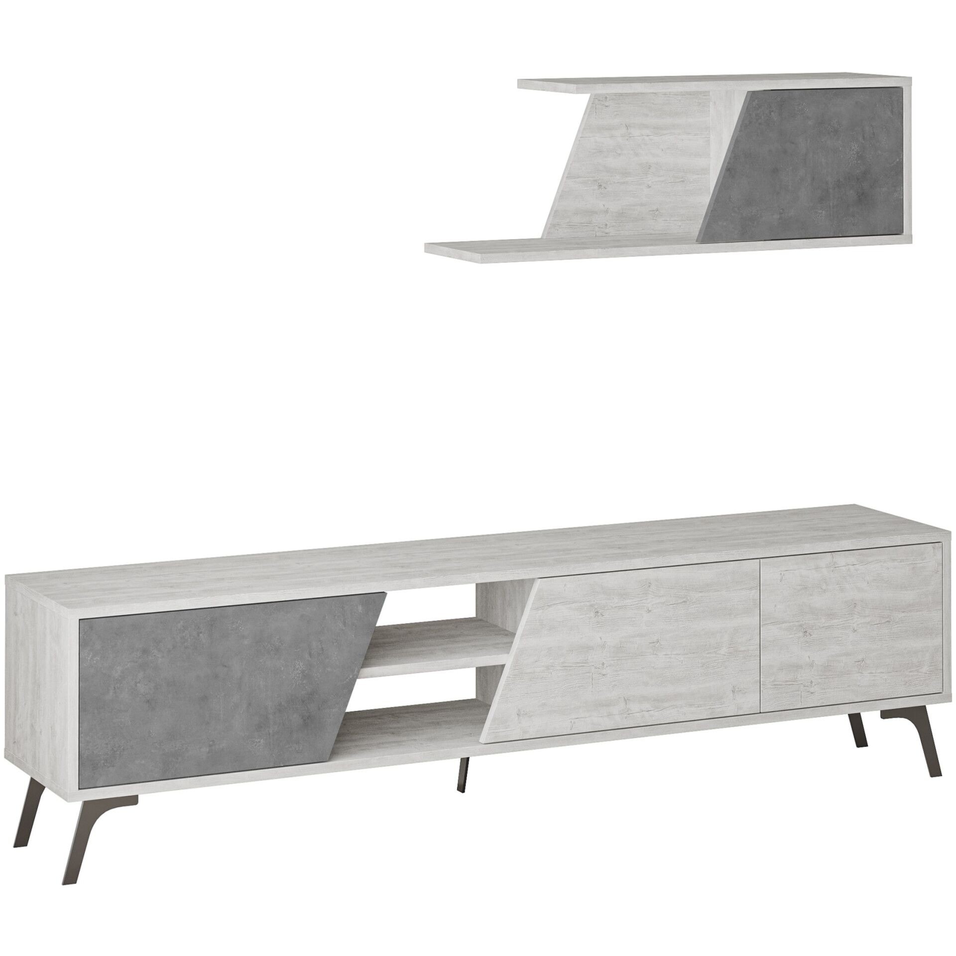 Fiona Tv Unit Ancient White - Retro Grey