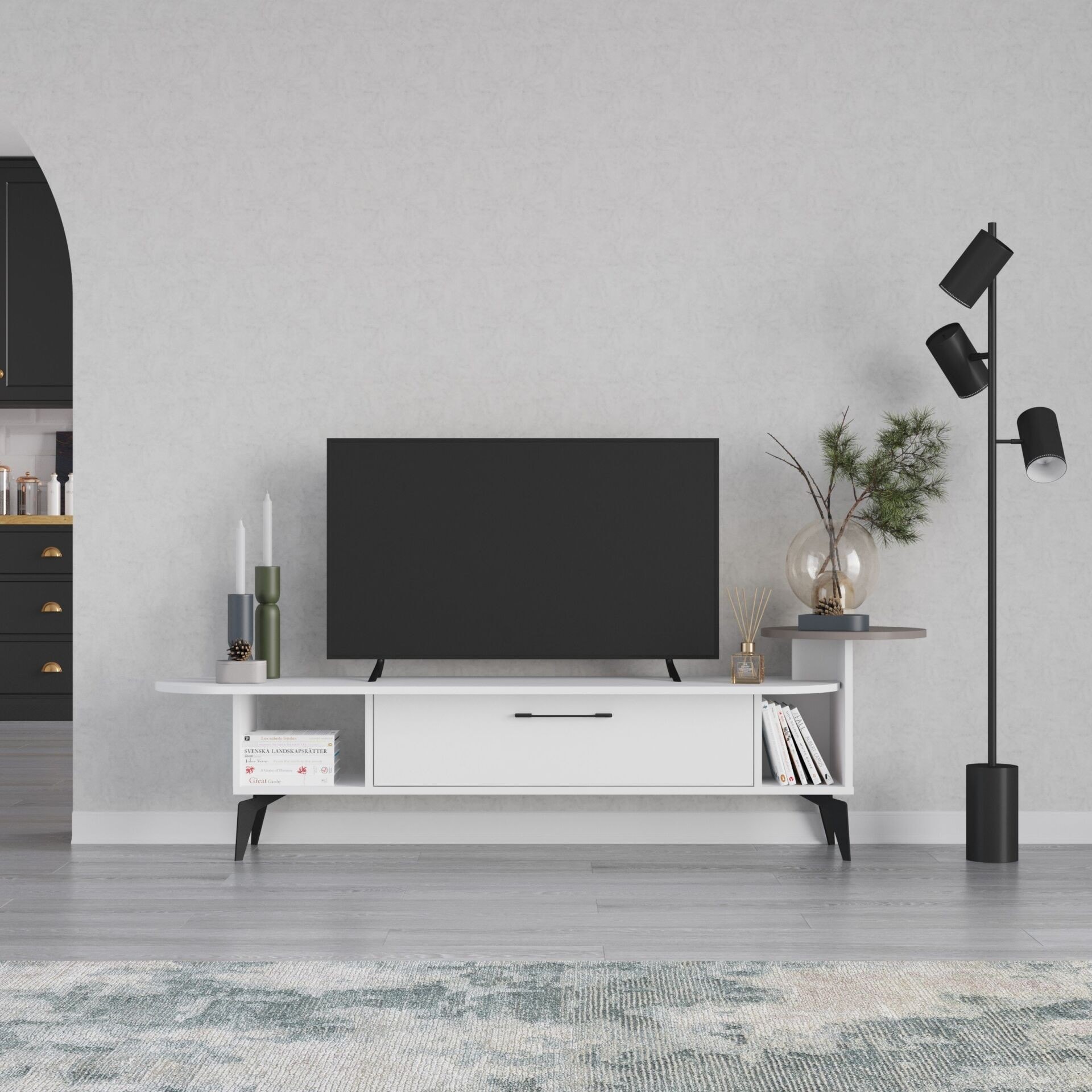 ADA TV STAND - WHITE - LIGHT MOCHA M.TV.23742.2