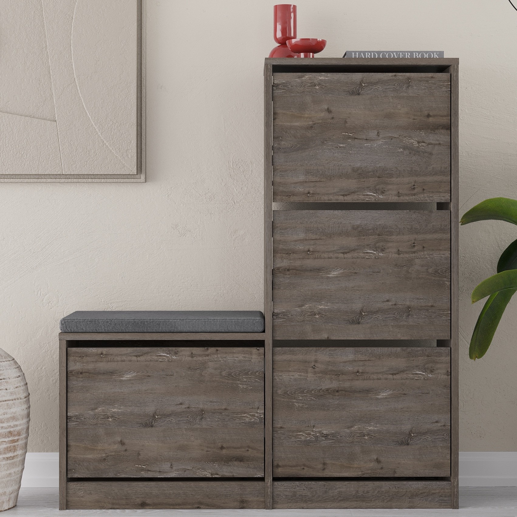 Dude Bench & Shoe Cabinet Dark Coffee