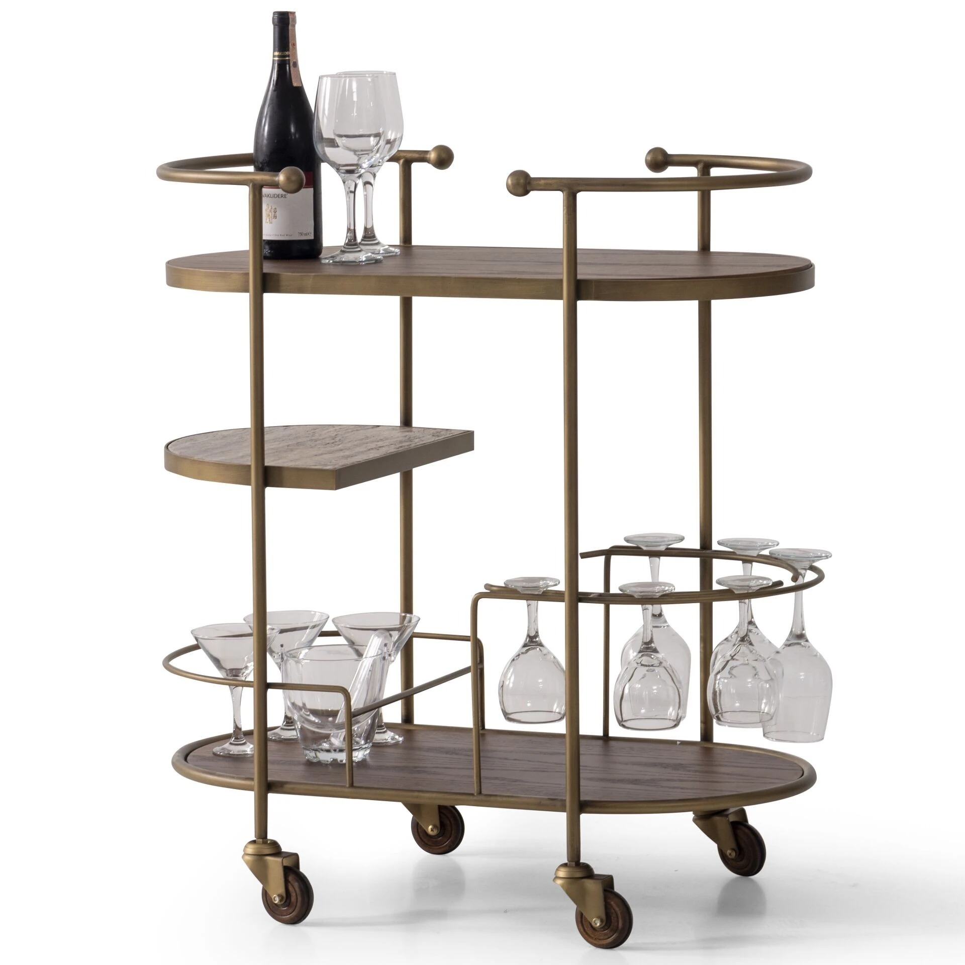 Amelio Bar Tekerlekli Servis Yan Sehpa