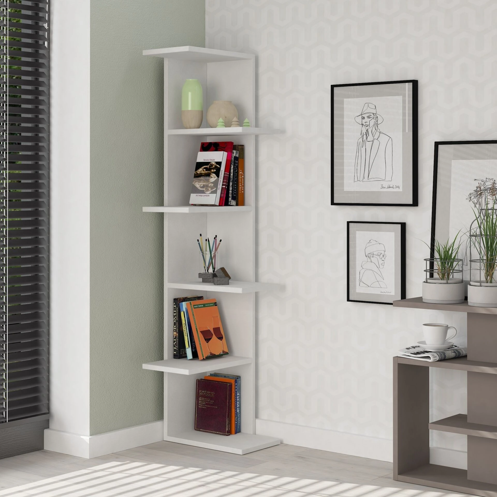SASO CORNER BOOKCASE - WHITE - WHITE - M.KT.02.13183.4
