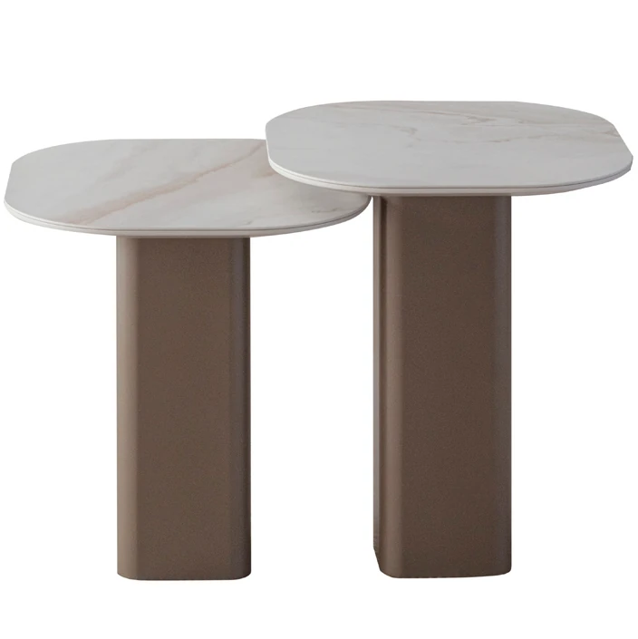 Milano Vol4 Üçlü Orta + Yan x 2 Adet Sehpa Seti - Seramik