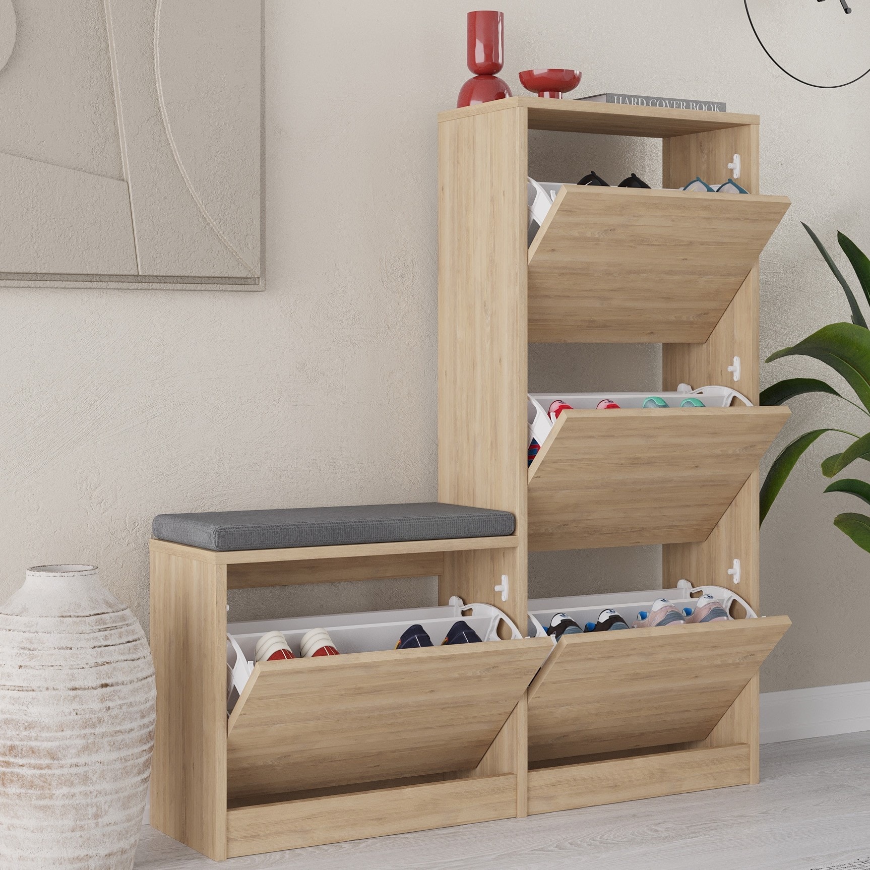 Dude Bench & Shoe Cabinet Oak