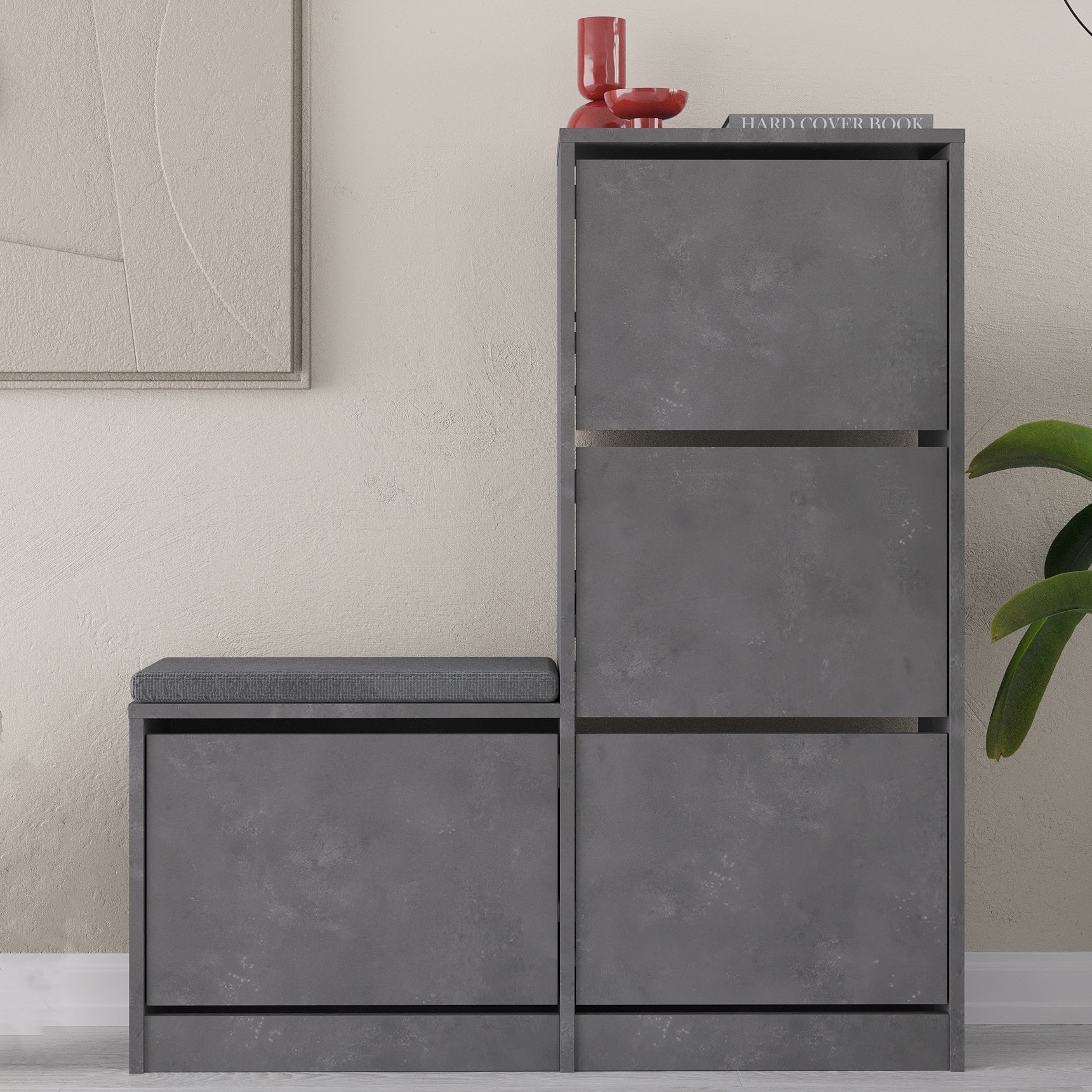 Dude Bench & Shoe Cabinet Retro Grey