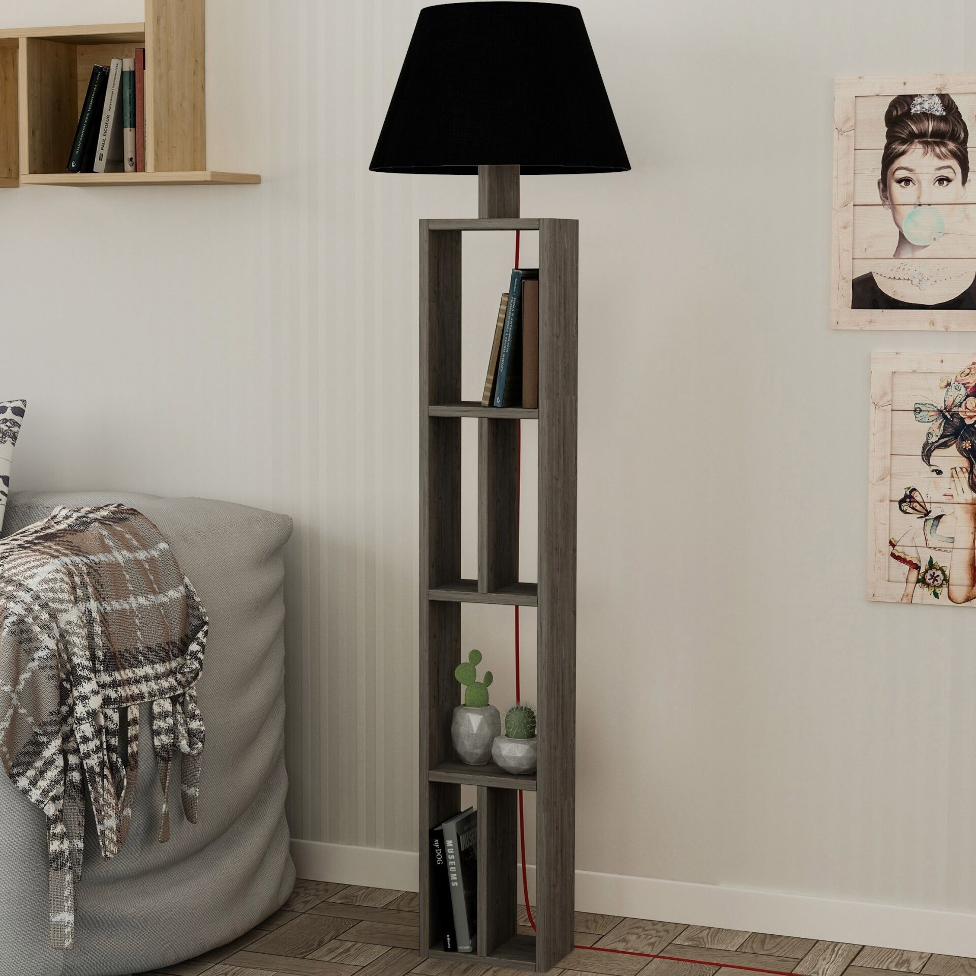 Giorno Floor Lamp Dark Coffee - Black