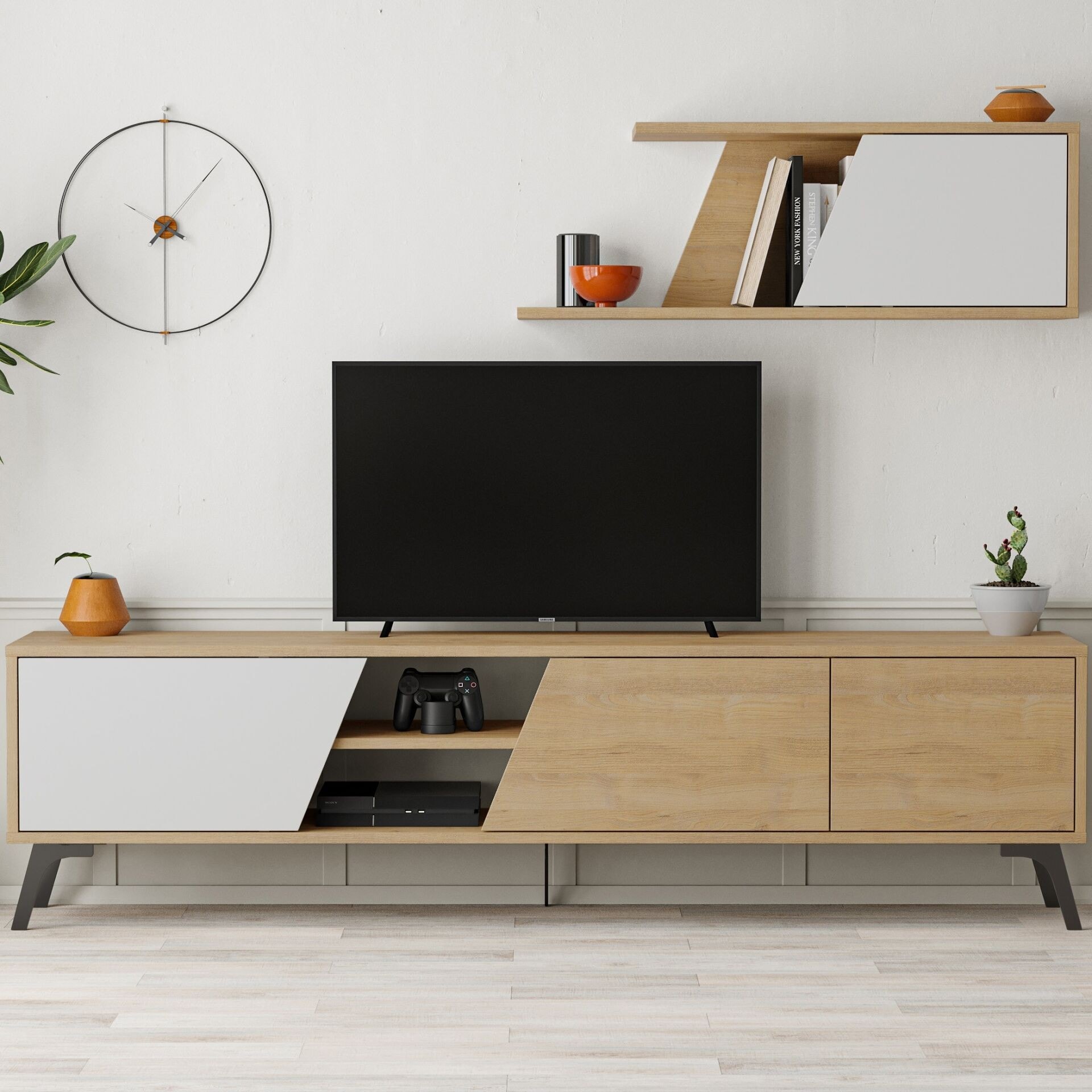 Fiona Tv Unit Oak - White