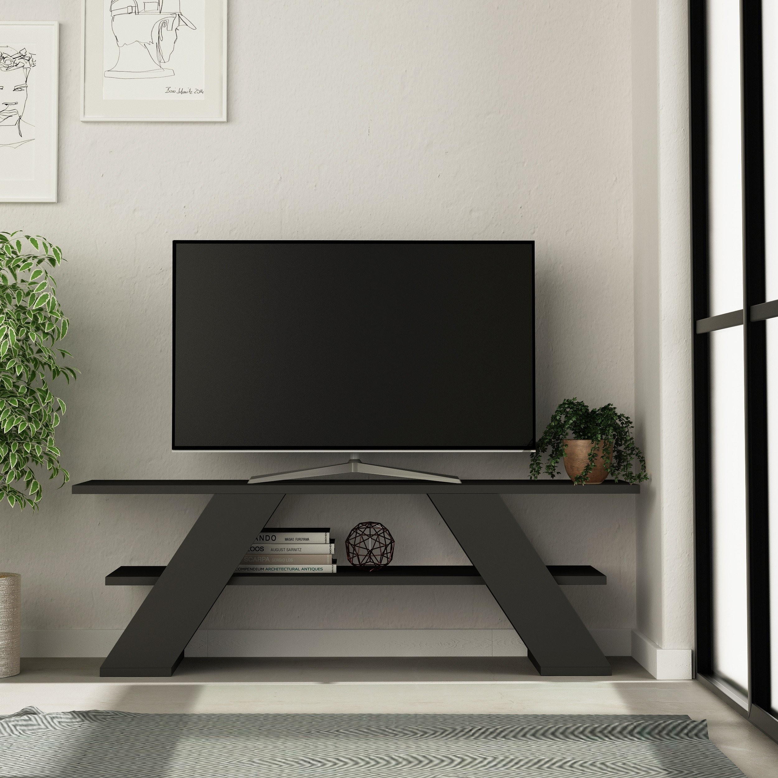 FARFALLA TV STAND - ANTHRACITE - M.TV.14130.3