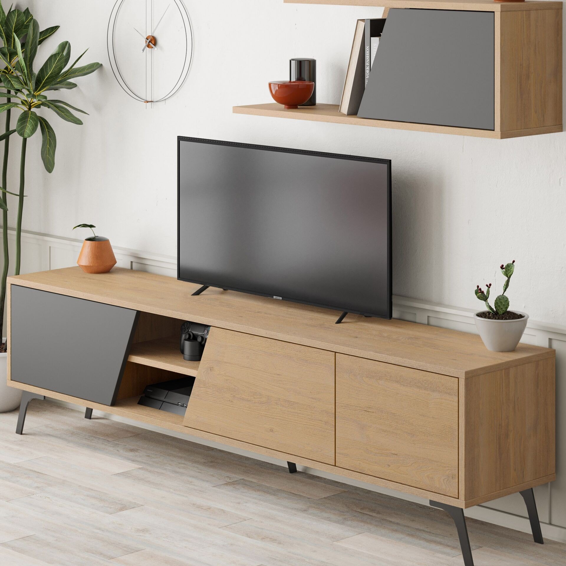 Fiona Tv Unit Oak - Anthracite