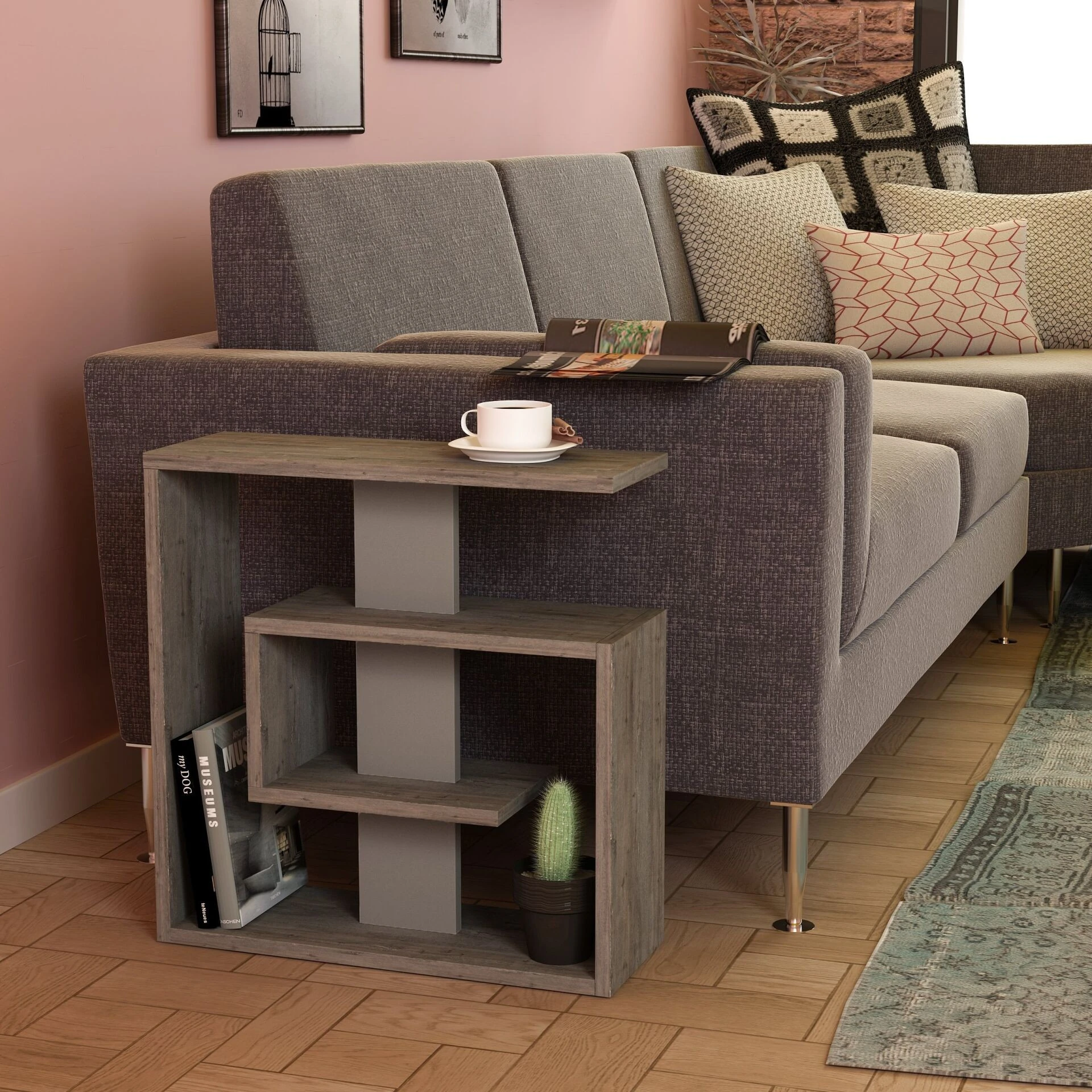 SALY SIDE TABLE DARK COFFEE-LIGHT MOCHA - M.SH.13185.8