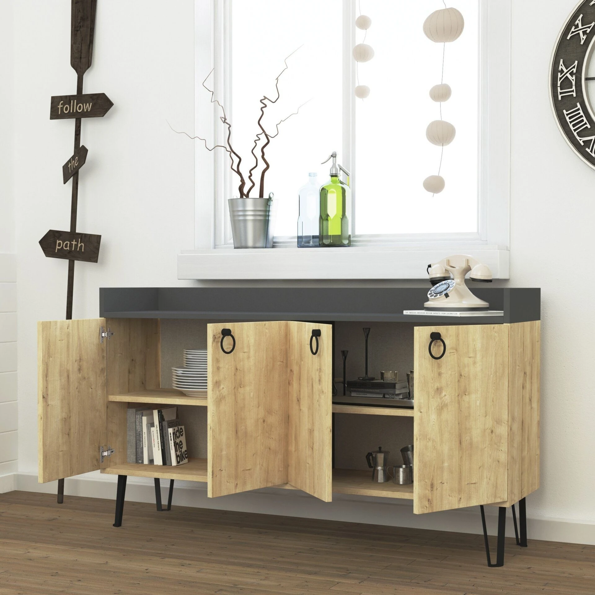 DEA KONSOLU MASA - PALID - ANTRASİT M.K.16558.5