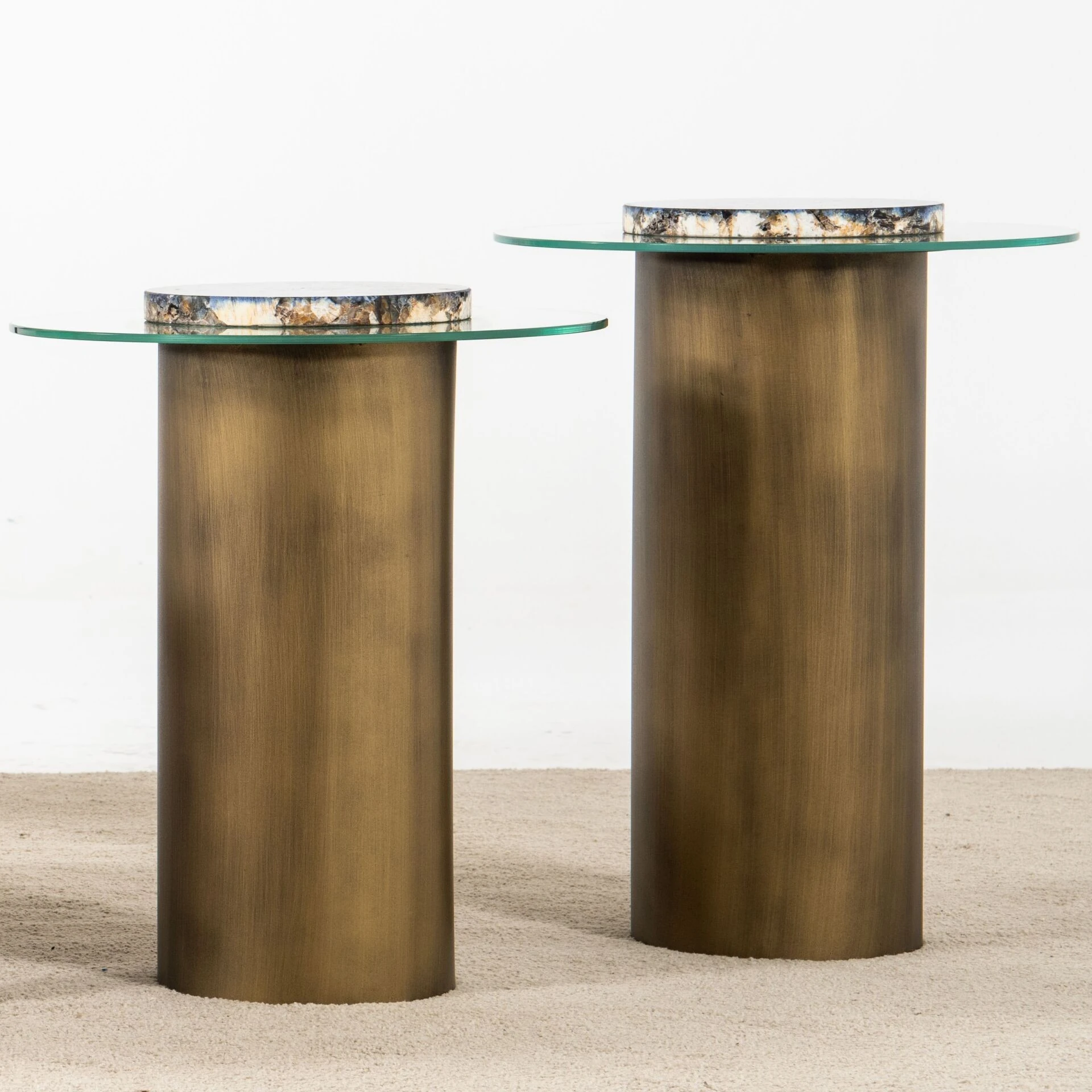 Lanny Vol2 İkili Cam Tablalı Zigon Sehpa Seti