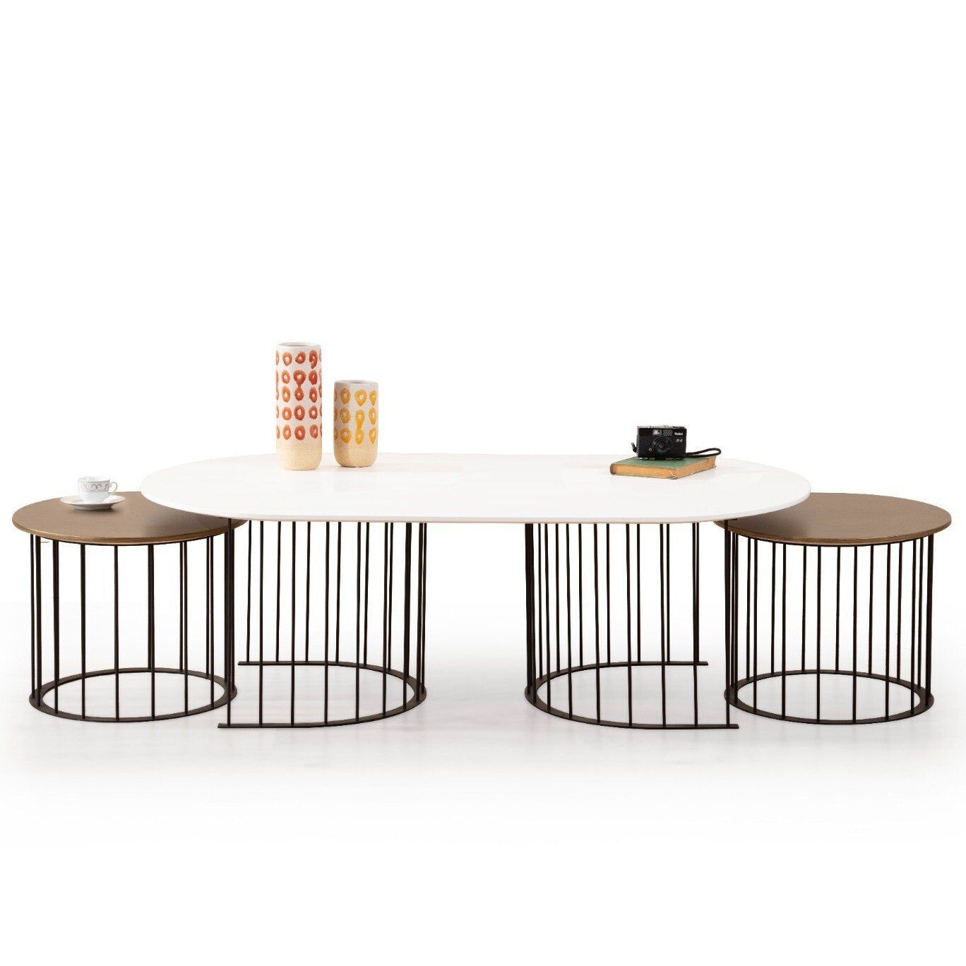 Ripa Vol2 Üçlü Orta & Yan x 2 Adet Sehpa Seti