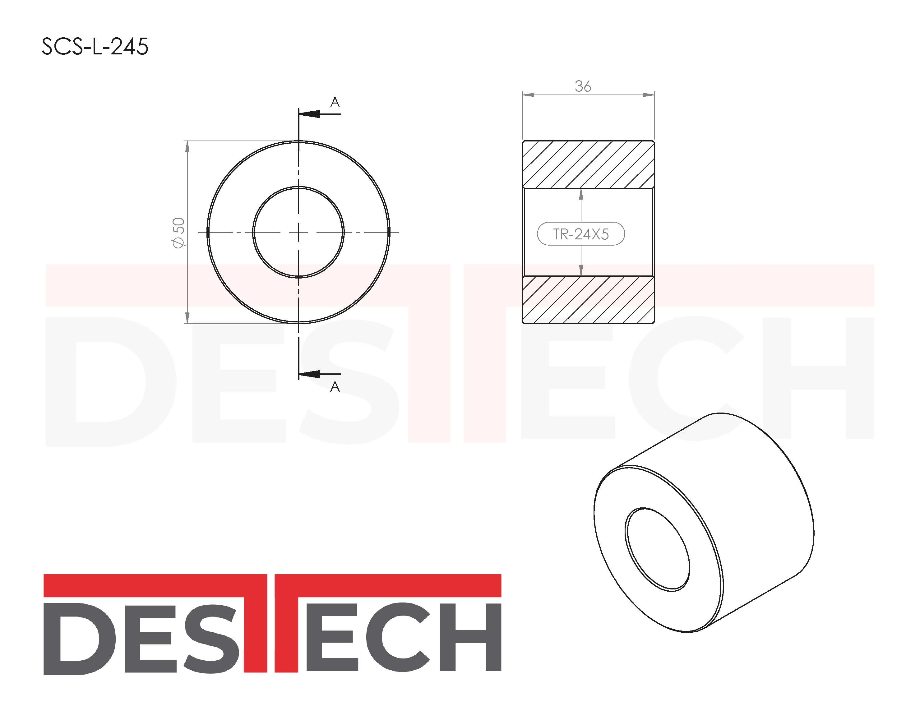 TR 24x5 Sol SÇS (Silindirik Çelik Somun)