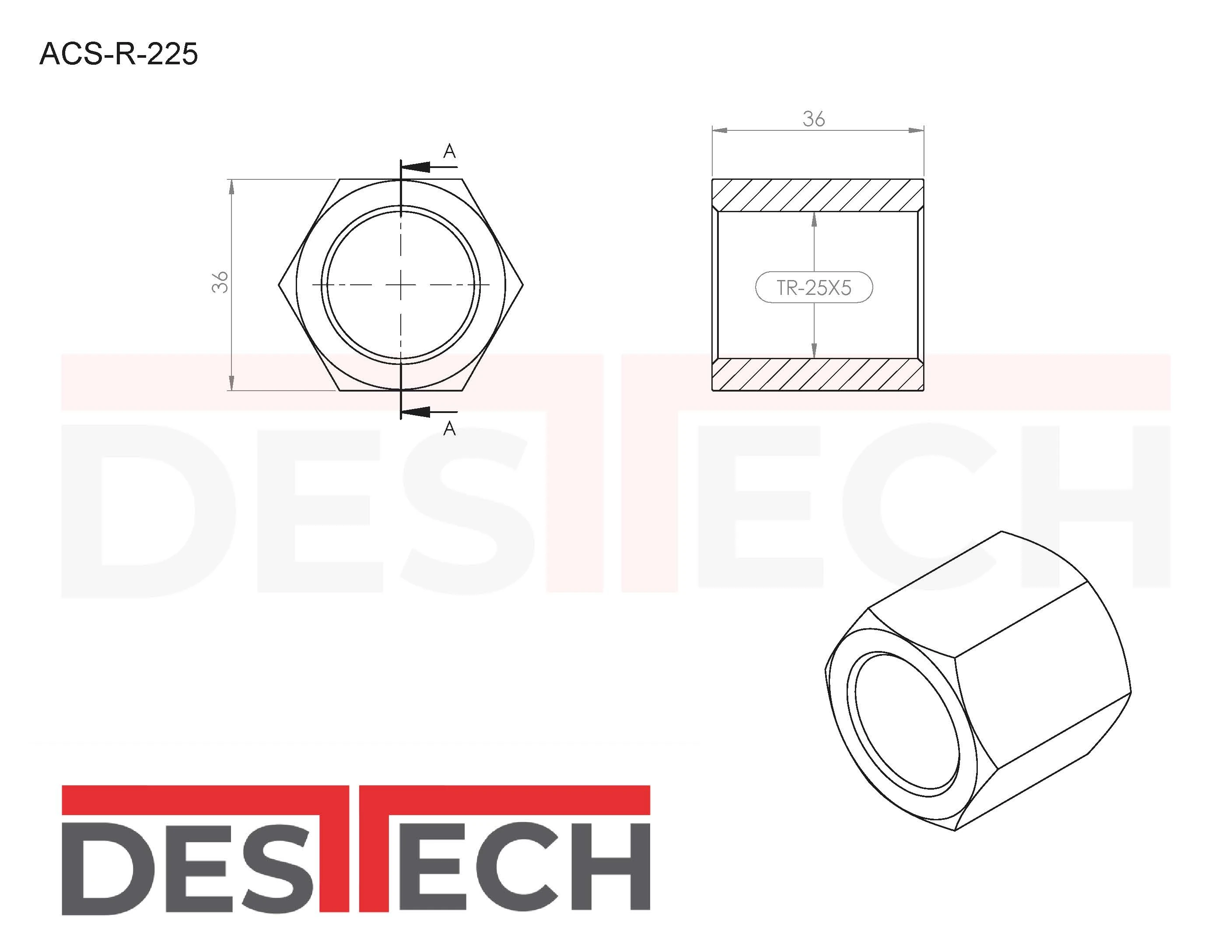 TR 22x5 Sağ AÇS (Altıköşe Çelik Somun)