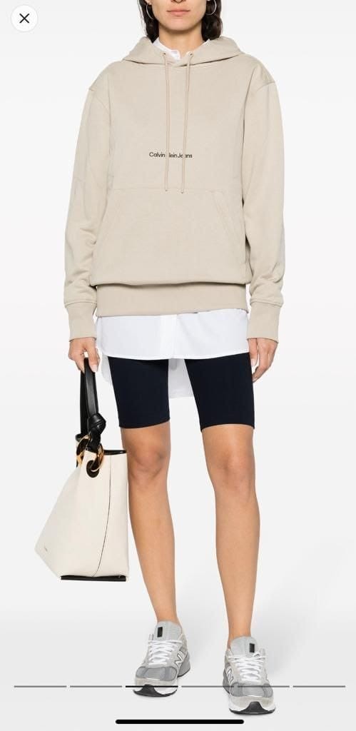 CK 3 İplik Şardonlu Kapusonlu Sweatshirt - Krem