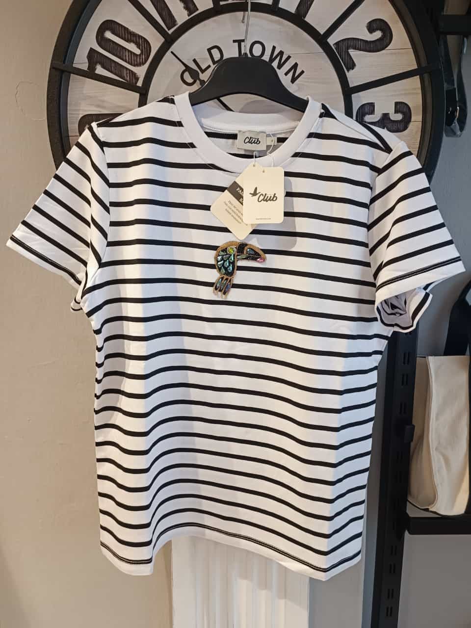 Orijinal marka taşlı çizgili tshirt