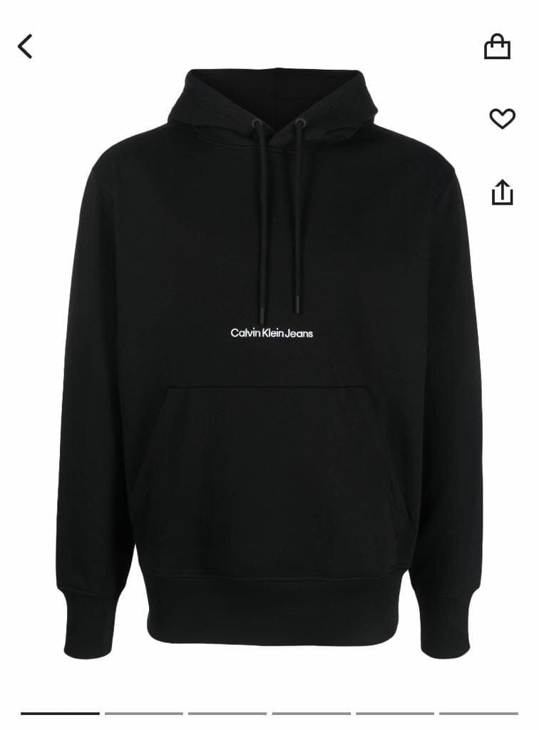 CK 3 İplik Şardonlu Kapusonlu Sweatshirt - Siyah
