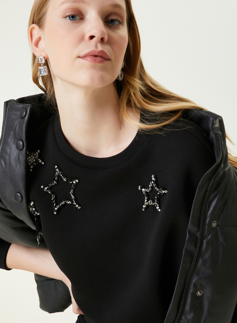 Bclub 3 İplik Şardonsuz  Swarovski Sweatshirt