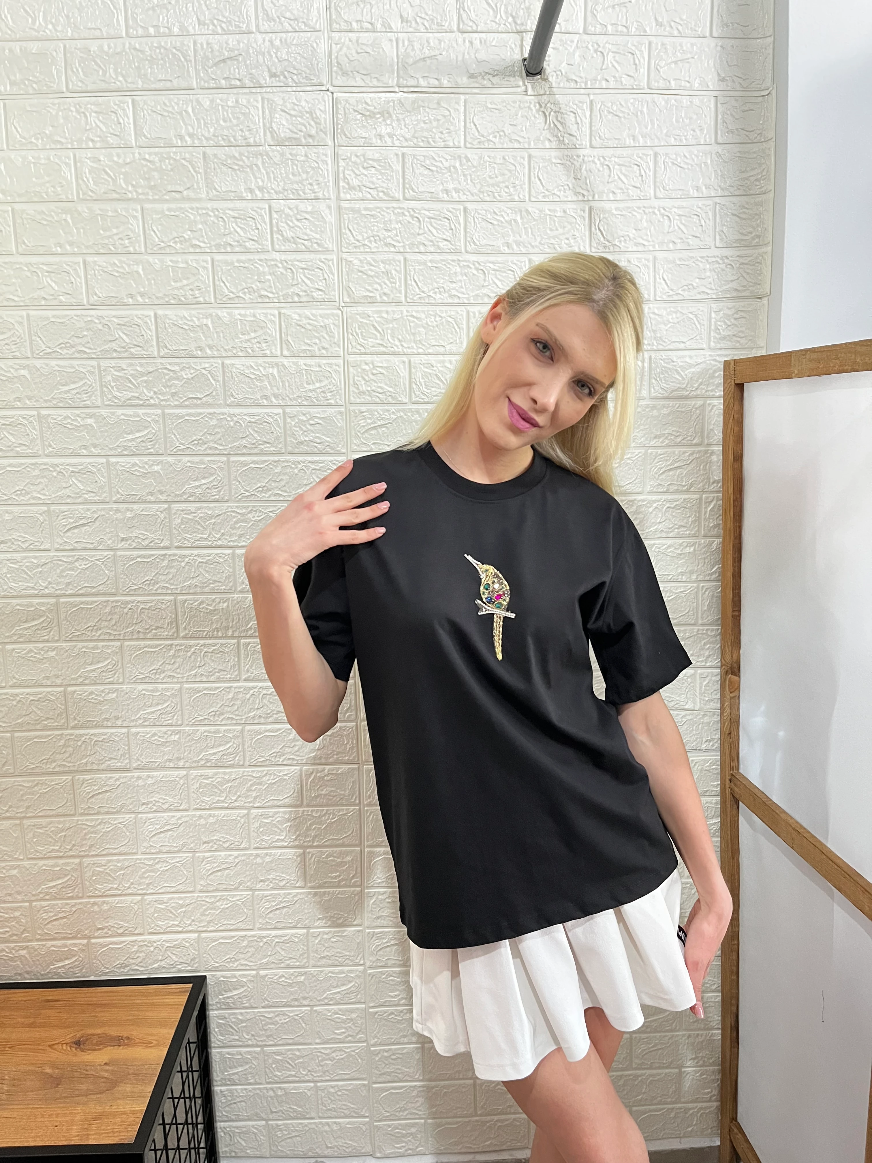 BC Taş İşlemeli Pamuk Tshirt 