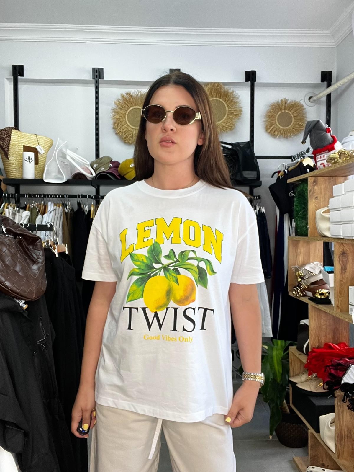 Cashe Cashe Limonlu Pamuk Tshirt 