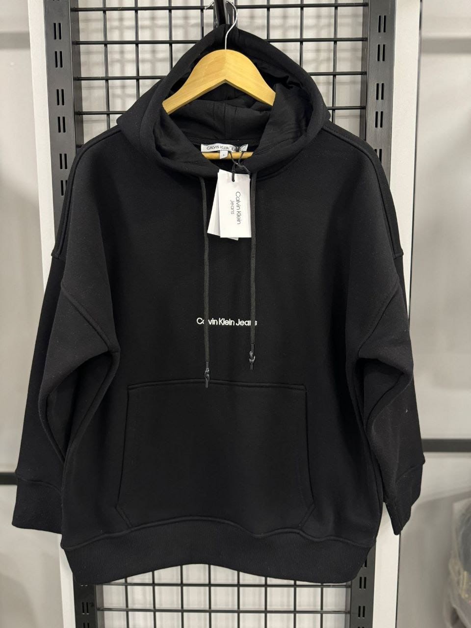 CK 3 İplik Şardonlu Kapusonlu Sweatshirt - Siyah