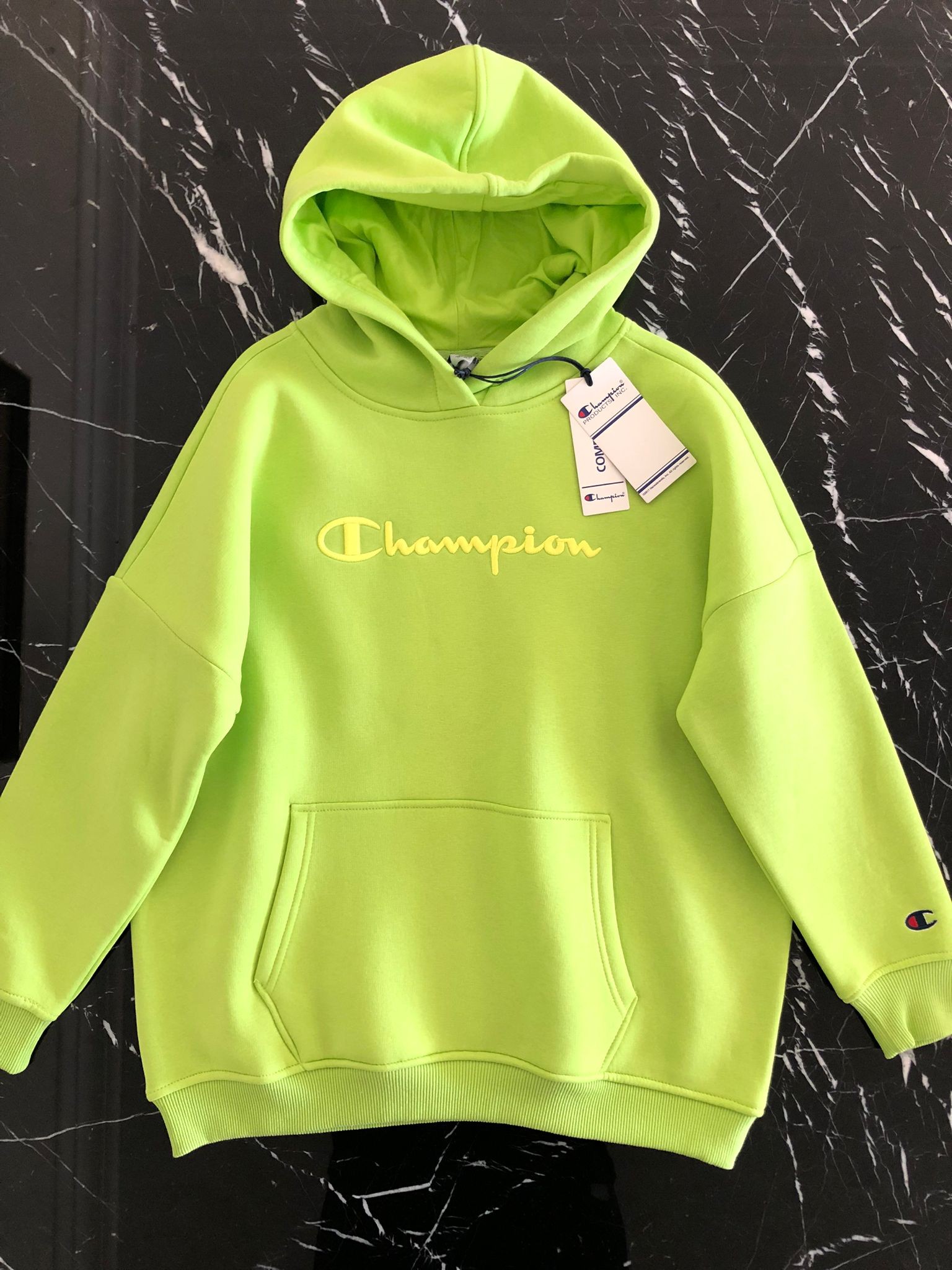 Champ 3 İplik Şardonlu Nakış işleme Sweatshirt - Yeşil