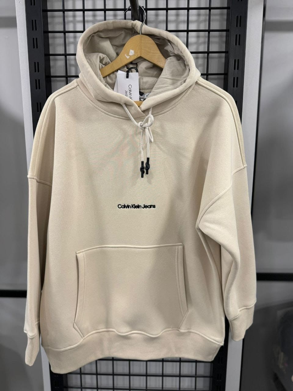 CK 3 İplik Şardonlu Kapusonlu Sweatshirt - Krem