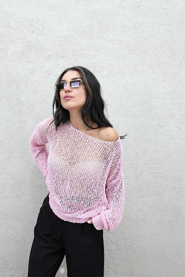 DOKULU İNCE TRİKO - PEMBE