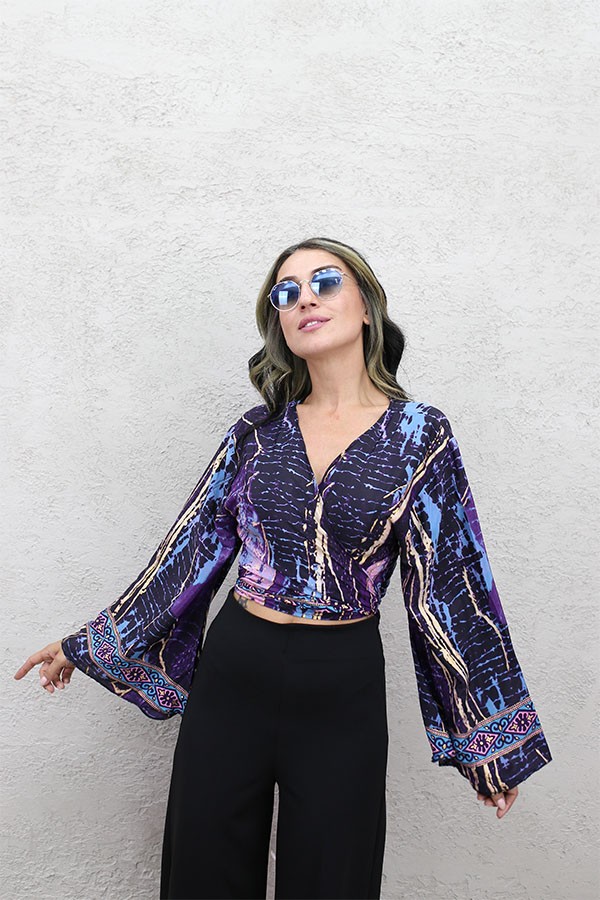 ALTIN VARAKLI BOLERO BLUZ MOR