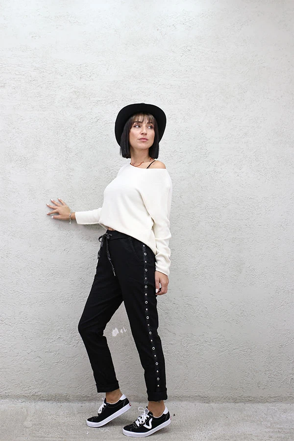 İTALYAN YAN ŞERİTLİ PANTOLON - SİYAH