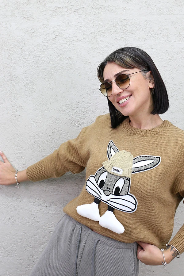 TAVŞAN APLİKELİ TRİKO