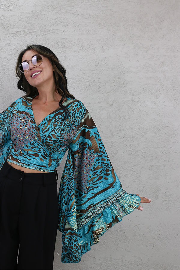 DESENLİ BOLERO YEŞİL KAHVE