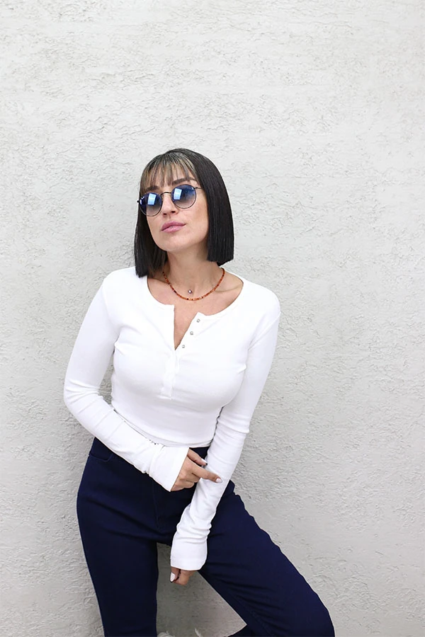 UZUN KOLLU ÇITÇIT DÜĞMELİ TOP - EKRU