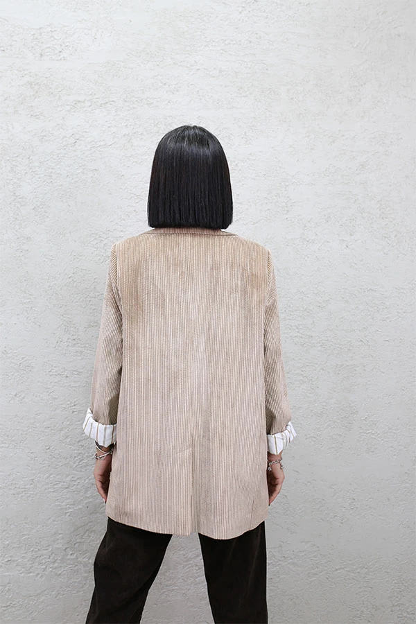 ÇİFT DÜĞME KADİFE CEKET 