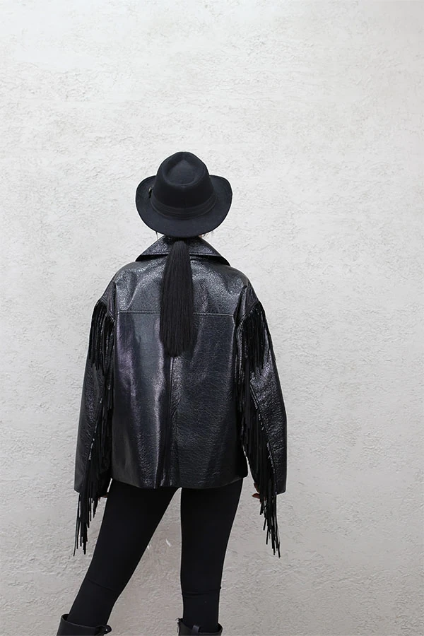 SAÇAKLI DERİ CEKET