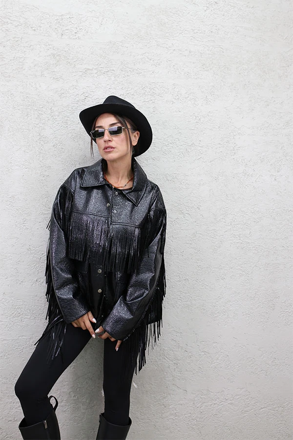 SAÇAKLI DERİ CEKET