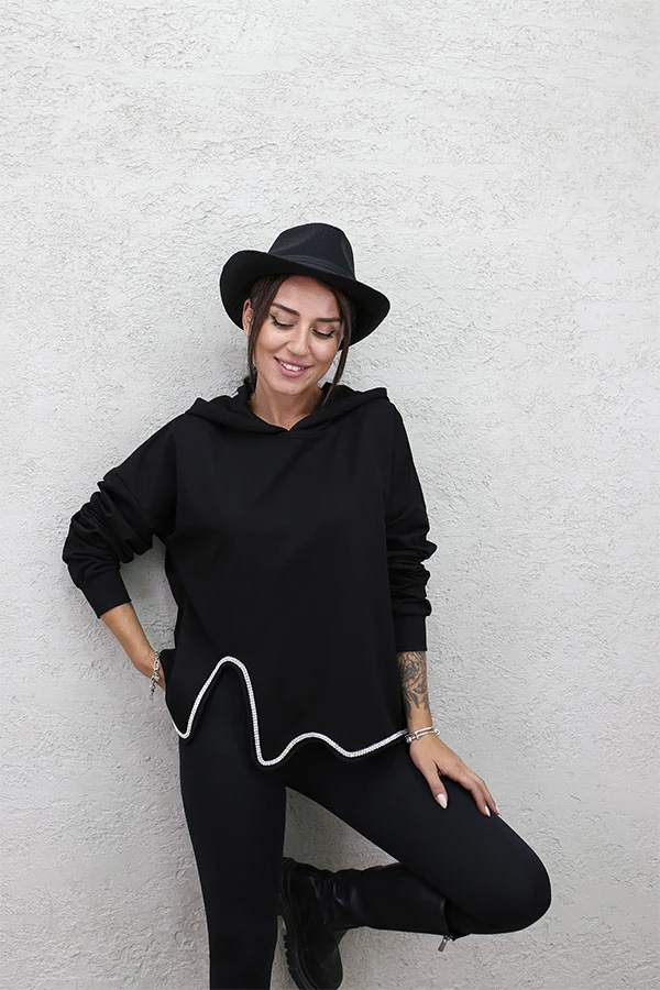 ETEK UCU TAŞ ŞERİTLİ SWEAT