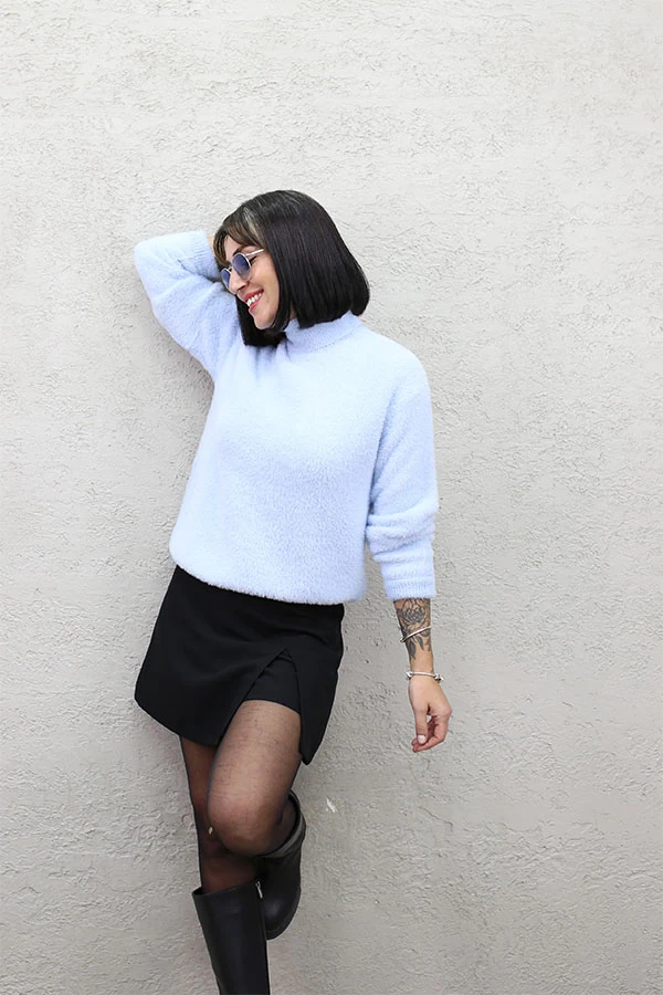 TAM BALIKÇI YUMOŞ KAZAK - BEBE MAVİ