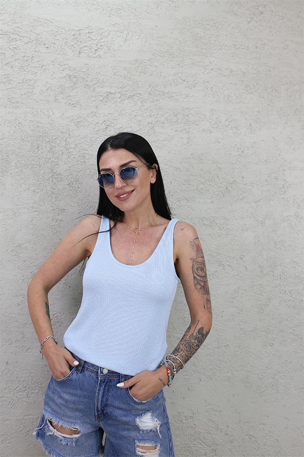 DOKULU ATLET BLUZ BEBE MAVİ
