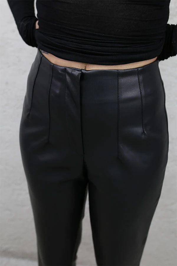 BEL PENSLİ DERİ PANTOLON