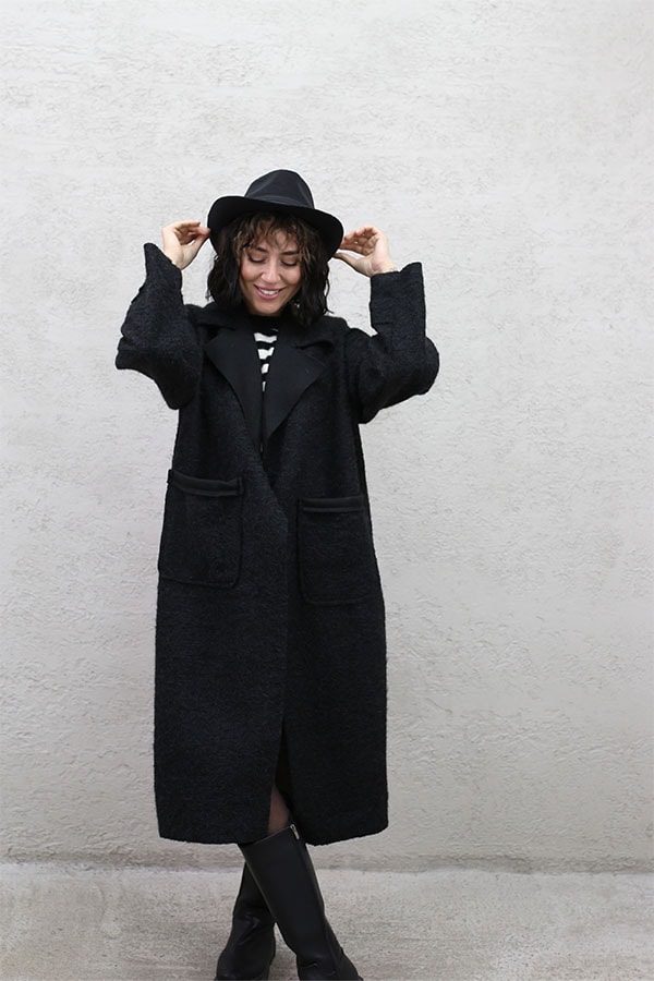 İTALYAN,YAKALI UZUN HIRKA - SİYAH