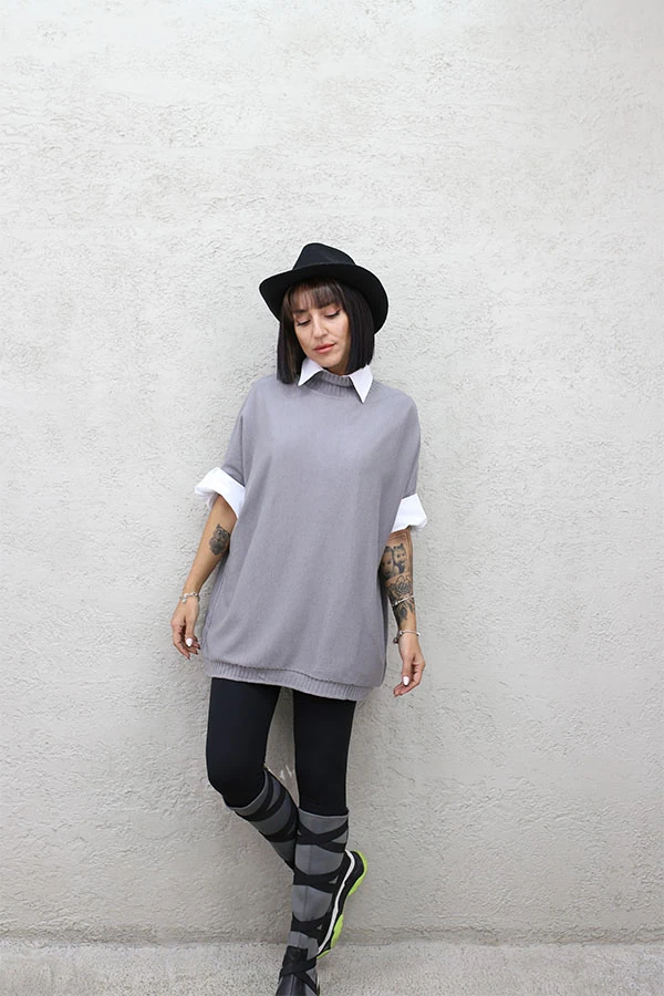 YARIM BALIK KISA KOL TRİKO GRİ