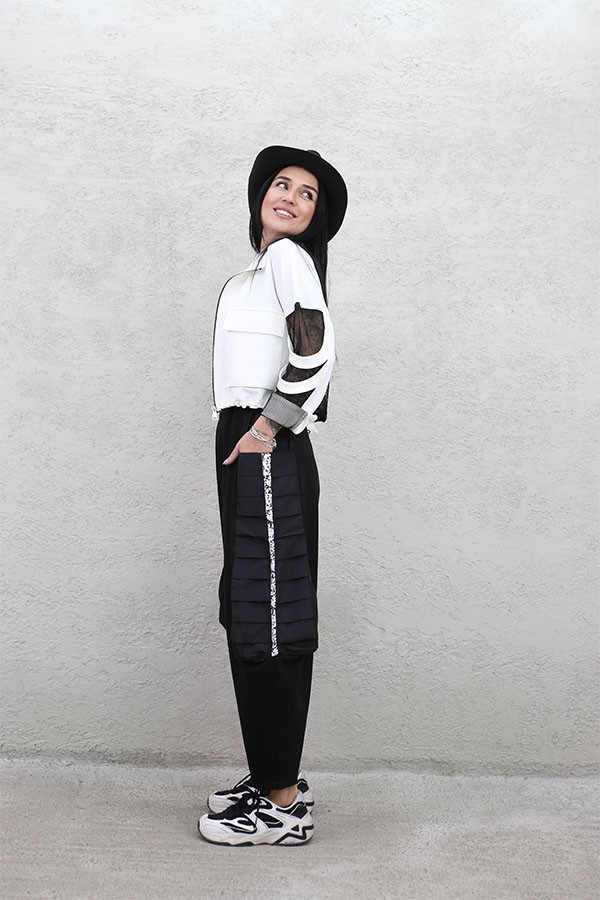 DRAPE CEPLİ ŞALVAR SİYAH