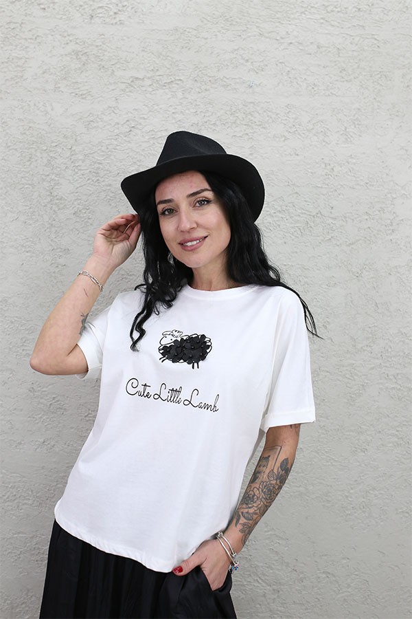 LİTTLE LAMB BASKILI TSHİRT EKRU